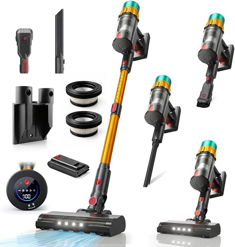 YOU BRAND - Aspirador Sin Cable Potente de 60kPa 6 en 1 - Aspiradora de Mano para Coche y Casa - Aspirador Escoba Autonomia de 50m con Bateria Recargable - para Todo Tipo de Suelo y Alfombras.