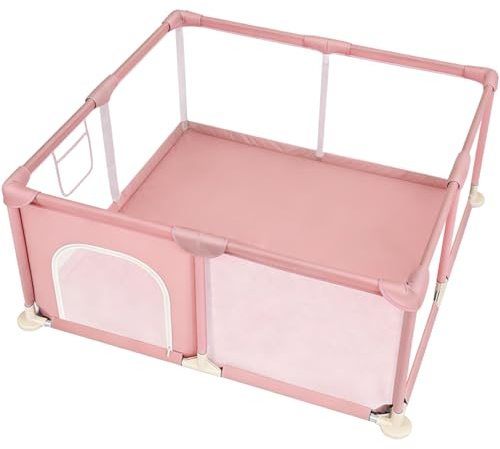 Parque infantil para bebé, 124 x 124 cm, color rosa
