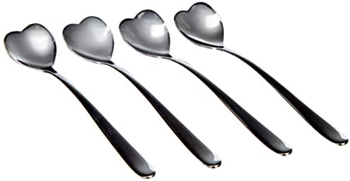Alessi Big Love AMMI08/7 - Set von Vier Kaffeeförmigen Designer-Kaffee-Teelöffeln, aus Edelstahl 18/10, Stahl