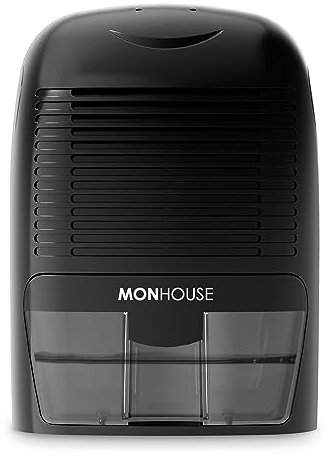 MONHOUSE Dehumidifier 1500ml Portable, Compact & Quiet Moisture Absorber - Mini Air Dehumidifier for Home, Bedroom Damp, Car, Office, Garage, Caravan & Basement - Electric Mould Remover - Black