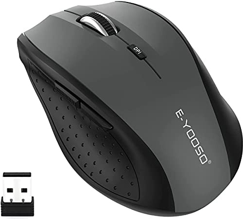E-YOOSO Wireless Mouse for Laptop, Portable Optical Computer Mouse, 6 Buttons, Cordless 2.4GHz with USB Receiver, 5-Level 4800 DPI, 18 Months Battery Life for PC Chromebook Windows Mac
