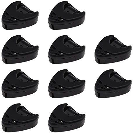ECSiNG 10x Porte-Médiator de Guitare Étuis de Rangement pour Plectre avec Adhésifs Dos et Ressort pour Guitare Acoustique Basse en Plastique Noir