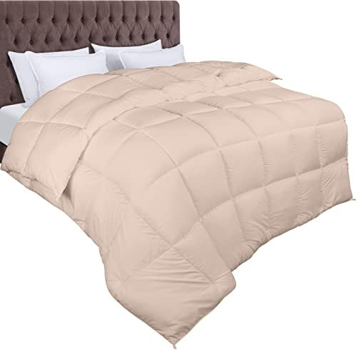 Utopia Bedding dekbed 135x200 cm, dekbed met hoeklabs, pluche gesiliconiseerd fiberfill, doos gestikt dons alternatief dekbed (Beige)