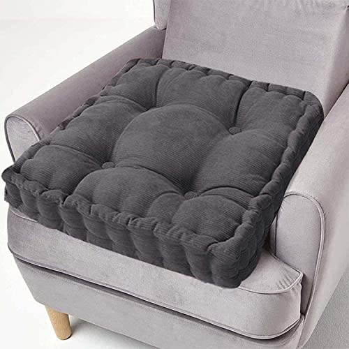 Waigg Kii, cuscino rinforzato per poltrona, spessore 10 cm, in cotone, quadrato, per divano, sedia, per interni ed esterni, casa, auto, ufficio (50 x 50 x 10 cm, grigio scuro)