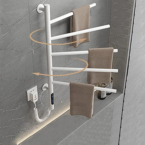 82W LCD Toallero Electrico Baño, Radiador Toallero Electrico con Termostato, Toalleros Electricos Bajo Consumo TemporizacióN de 1 a 8 Horas, Secatoallas Electrico Temperatura Ajustada 45-70°,Blanco