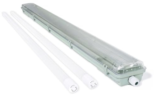 KOLORENO Plafoniera Stagna LED 120 cm con Tubi 2x18W 4500K Luce Naturale, Lampada da Soffitto per Garage, Magazzino, Officina, Cantina, Corridoio e Ambienti Tecnici