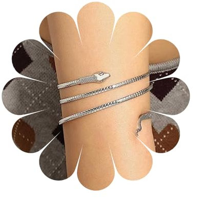 Allereya Vintage Schlangenarmband Punk Schlangenarmband Wirbel Schlangenarmband Silber Schlangenarmband Manschettenarmband Schmuck Für Frauen Und Mädchen (silber)