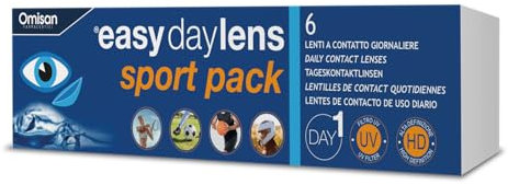 Easy Day Lens Sport Pack, 6 Lenti A Contatto monouso Giornaliere per la correzione della miopia -1,75