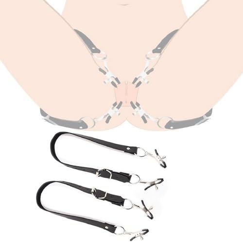 AWS7-Exercise Anil Plug Kit BDSM Bondage Sets Women's Black Leather Kit with Adjustable Stainless Steel Leather Clips