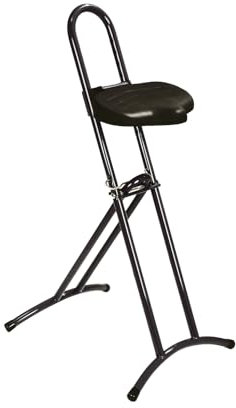 PROREGAL Klappbare Stehhilfe | Sitzhöhe 61-86cm | Tragfähigkeit 80kg | Polyurethane-Sitz | Schwarz/Schwarz