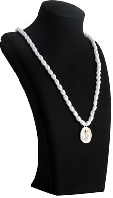 GemeShou Black necklace storage organizer for sale, Velvet necklace holder stand, jewelry bust display stands, Jewelry Mannequin for Countertop, Showcase【Black-Small height 15.9 cm】