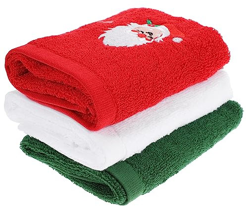 BEBEMOKO Weihnachten Gesicht Handtuch Set 3pcs Weihnachten Baumwolle Bad Handtücher Dekorative Hotel Spa Quick Dry