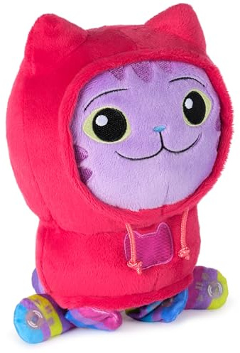 LA CASA DE MUÑECAS DE GABBY - PELUCHE INTERACTIVO DJ CAPUCHA GABBY'S DOLLHOUSE 25 CM - 6071765 - Juegos Infantiles - Peluche Gato - Juguetes Niñas 3 años + - Regalo Niña 3 años +