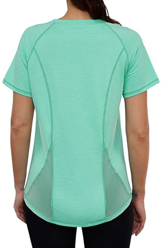 Terecey Sport Tshirt Damen, Sportshirt Kurzarmshirt WorkoutTops Funktionsshirt Atmungsaktiv Laufshirt Fitness für Lässig Laufen Yoga Gym - L
