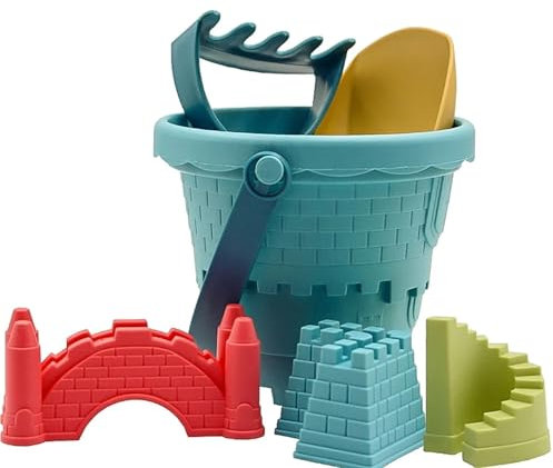 Generisch Strandspielzeug-Set mit 6 Sandburgen, Sommer-Outdoor-Spielzeug, Eimer, Form, Schaufel, Rechen für Kleinkinder