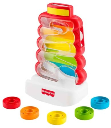 Fisher-Price Baby & Toddler Toy Drop Through Rock-a-Stack, Coin Drop Activity for Developmental Play Infants Ages 9+ Months, JLB81