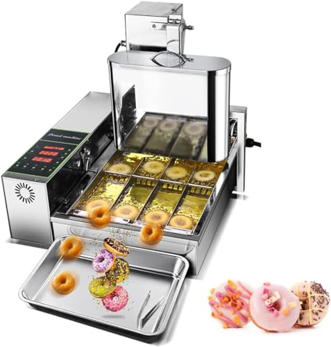 Macchina per ciambelle, friggitrice digitale commerciale con tramoggia 6L, spessore regolabile, acciaio inossidabile, tasso di produzione di 1750 unità/h