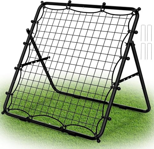 LIANTRAL Red de Rebote de fútbol para niños, Equipo de Entrenamiento portátil para Voleibol, béisbol, Objetivo de Retroceso Ajustable para Disparar, Pasar y controlar el Entrenamiento, 80 x 87 cm