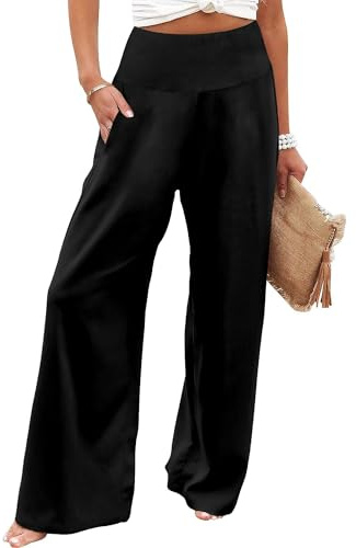 CHICZONE Women's Flowy Toursers Palazzo Lounge Pants Casual Wide Leg Sweatpants High Waist Pants with Pockets