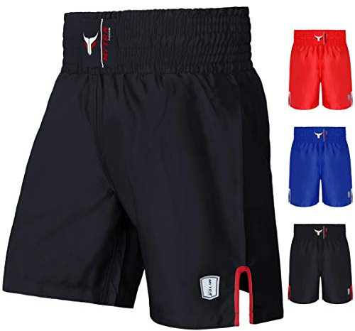 Mytra Fusion Satin Boxing Shorts, MMA Shorts, Combat Shorts, Ring Shorts, Training Shorts (Black, X-Small)