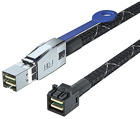 10Gtek SFF-8644 to SFF-8643 Mini SAS HD Hybrid Cable, 12Gbps SAS 3.0 Adapter for RAID/Data Center/Workstation/Desktop, 100-Ohm, 0.5m/1.6ft