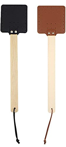 Tapette À Mouches Domestique Tapette À Mouches,Tapette À Mouches en Cuir avec Manche en Bois, Peut Être Accroché Au Mur, Facile À Utiliser Tapette À Mouche Manuelle pour Maison Ou La Cuisine