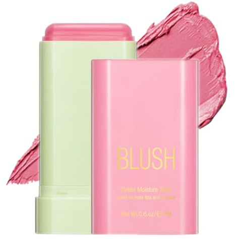 Mysense Pink Cream Blush Stick, Multi-use Makeup Blush Stick for Cheeks Lips Eyes, Solid Moisturizer Stick Blush Makeup Natural Matte Finish Waterproof Long-Lasting, 01 Shy Pink