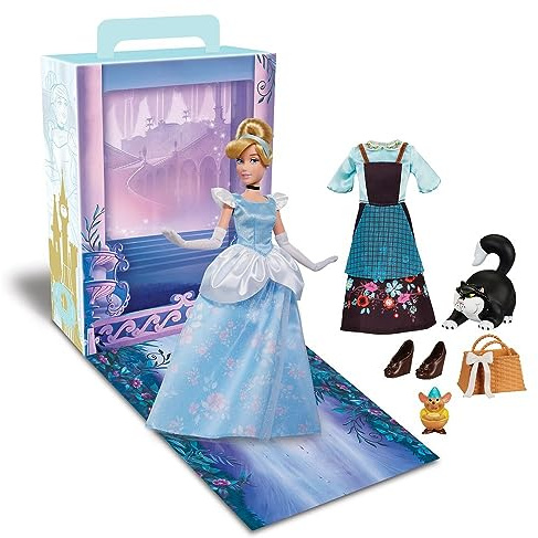 Disney Store Offizielle Cinderella Story Puppe – 27,9 cm – inklusive Malbuch und zusätzlichem Kleid, Prinzessinnen-Puppe im klassischen Outfit, Disney-Prinzessinnen-Spielzeug für Mädchen