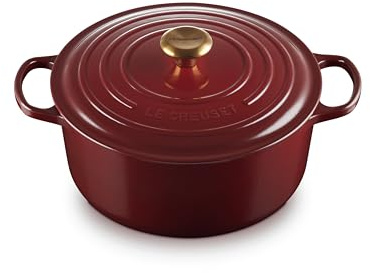 Le Creuset Signature Enamelled Cast Iron Round Casserole Dish With Lid, 28 cm, 6.7 Litres, Garnet, 21177289494441