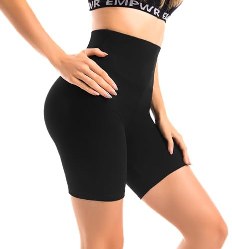 Walifrey Gym Shorts für Damen High Waisted，Weiche Schwarze Kurze Sporthose Damen für Yoga Radlerhose LXL