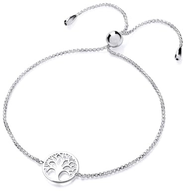 Old English Jewellers 925 Sterling Silver TREE OF LIFE Adjustable Drawstring Slider Ladies Bracelet