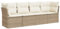 vidaXL Garten Sofa Garnitur 4-TLG., Gartenmöbel Set mit Kissen Stauraum, Sitzgruppe für Garten Terrasse, Modular Gartensofa Lounge, Beige Poly Rattan