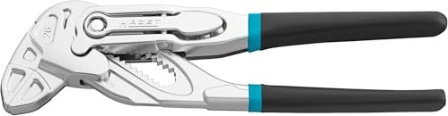 HAZET Zangenschlüssel 762-12, Schnellverstellung mit Tipp-/Step-Hebelfunktion, 2 mm Rastabstand, 12 Rastpositionen, Einhandvoreinstellung, verchromte Zangenschenkel, Chrom-Vanadium Stahl