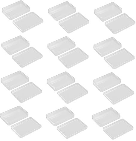 Boîtes de Rangement en Plastique Rectangulaires Transparentes, 12 Pièces