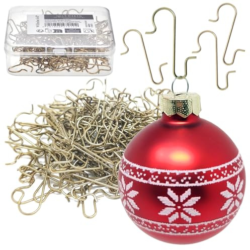 Wilhelm Sell® 150x Ganchos Dobles para Adornos de árboles de Navidad - colgadores rápidos Reutilizables para Adornos de árboles de Navidad - Ganchos de Metal para árboles de Navidad