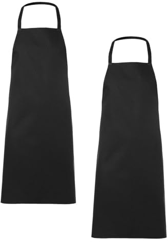 WIXSOO Grembiule con Pettorina in Cotone Pack da 2 Pezzi (Nero)