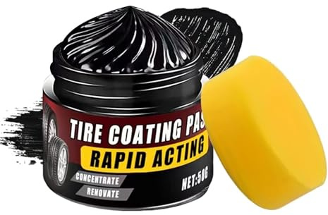 Generico Rinnovatore Lucidante per Pneumatici, Pasta Cerata Rapida da 50g con Spugna Inclusa, Rinnovatore per Automobili, per Pulizia e Cura di Interni Esterni Garage Donna Uomo