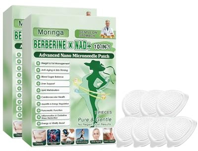 Cerotti nano NAD+ Moringa 10 in 1 di qualità premium, contenenti berberina, unisex, adatti per attività quotidiane leggere, 7 cerotti per confezione (versione migliorata).