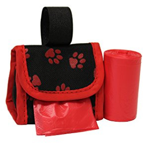 FiveStarPet Purse Style Dispenser with 2 Rolls Made in USA Easy Open Poop Bags Dog Waste Bags (Red Paw)