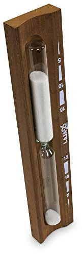 Hochwertige Sauna- Thermometer aus Espenholz Konkav 15 Minuten, Dunkel mit weißem Sand