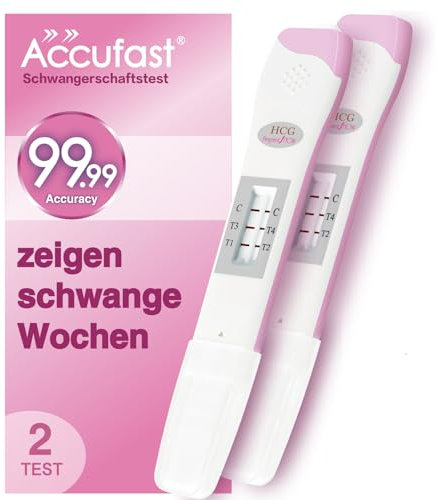 Accufast Pregnancy Test for Early Detection with Week Indicator to Tell You How Many Weeks Pregnant, hCG Urine Test with 99.99% Accurate & Quick Result (2 Tests)