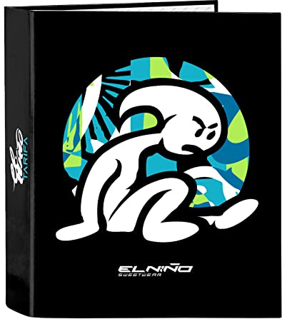 Safta EL NIÑO Green Bali - Carpeta de Folio 4 Anillas, Ideal para Niños de Diferentes Edades, Cómoda y Versátil, Calidad y Resistencia, 27x6x33 cm, Color Negro