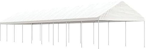 Pavillon mit Dach Weiß 20,07x4,08x3,22 m Polyethylen, CIADAZ Gartenpavillon, Faltpavillon, Pergola, Partyzelt, Standmarkise, Sonnenzelt, Garten Pavillion, Grillpavillon 3155517
