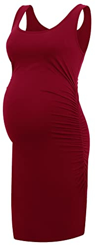 Smallshow Women's Maternity Dress Sleeveless Ruched Pregnancy Clothes Summer