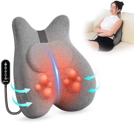 COMFIER Lumbar Cushion, Ergonomic Memory Foam Shoulder Massager, Shiatsu Back Massage with Heat, Graphene Heating Back Massager for Office Chair
