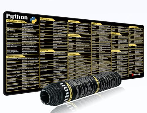 Python Shortcuts underlägg musmatta, 80 x 30 cm XL spickbeslags-gaming-musmatta, python lapplappar skrivbordsunderlägg för programvaruingenjörer excovip