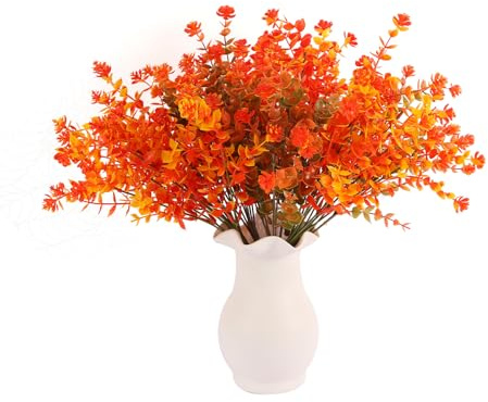 msymsyu Konstgjorda blommor 7 st höstdekorationer 36 cm konstgjord höst eukalyptus kameliablomma för vardagsrum kontor bröllop
