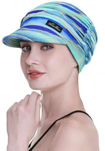 FocusCare mjuka kemohalsdukar för kvinnor, bambutyg, basebollkeps, turban för håravfall, Blue-BS, one size