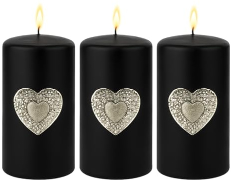 Marrakesch Uppsättning av 3 ljusstift silver 6 x 6 cm | Stearinstift för adventskrans, blockljus och ljushållare som hjärtdekoration mönster -A | juldekoration adventsdekoration, ljusstift för