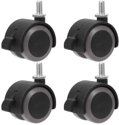 TOYZFRIENDY Roulettes Pivotantes Lot de 4 en Pu et Acier Inoxydable Capacité 60kg Tige Filetée M8x15mm pour Chaise de Bureau pour Moquette et Usage à Domicile